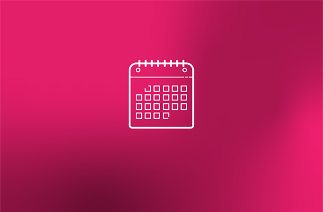 En bild på en kalender mot en rosa bakgrund.