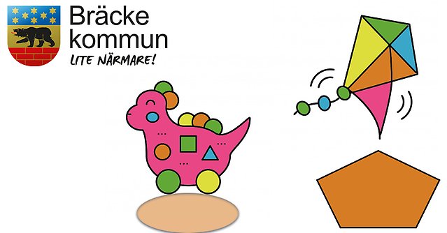 bild på leksaker i olika färger och bräcke kommuns logotyp i vänstra hörnet